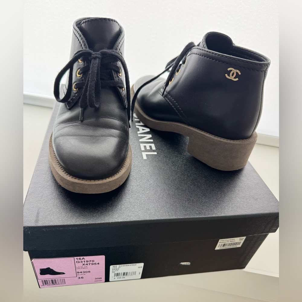 Chanel Black Leather Ankle Boots